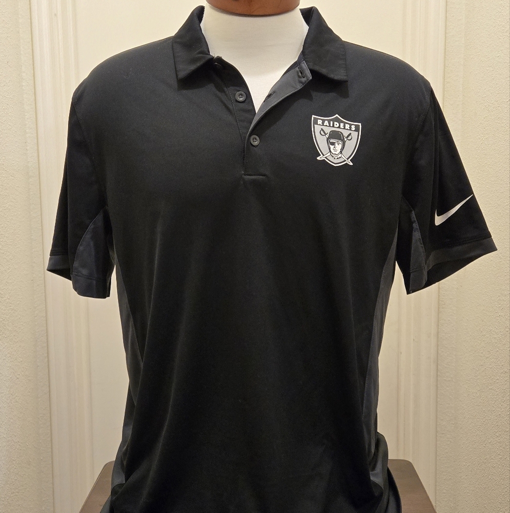 Raiders Nike Dri-Fit polo, black with gray trim, size: L